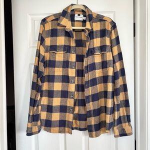 Topman Yellow and Navy Check Button-Down Shirt